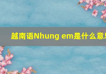 越南语Nhung em是什么意思